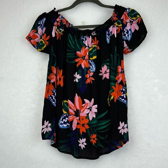 Old Navy Floral Print Smocked off shoulder top Size Small Off Shoulder - Picture 1 of 8